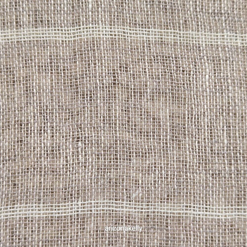 Linen Scarf Tan With White Stripes - Picture 3 of 9